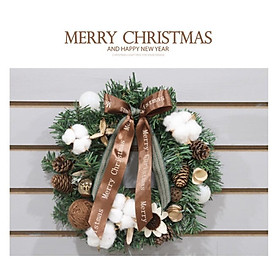 Mua Hoa Trang Trí Noel đẹp mắt CHRISTMAS COTTON WREATH DOOR - AsiaMart