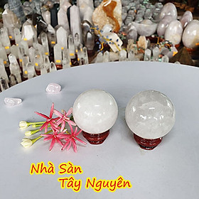 Bi Cầu Tròn Đá Thạch Anh Tự Nhiên Nặng khoảng 150gr, Đặt bàn, trang trí phong thủy