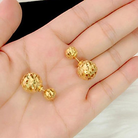 Bông tai bi chạm dát vàng 18k cao cấp