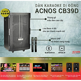 Mua Dàn Karaoke di động ACNOS CB39D - Loa kéo bass 4 tấc - Công suất lên đến 450W - Đầy đủ bluetooth 5.0  cổng quang (Optical)  AUX  USB - Kết nối với các thiết bị thông minh khác dễ dàng qua CloudKaraoke - Kèm 2 micro không dây UHF - Hàng chính hãng