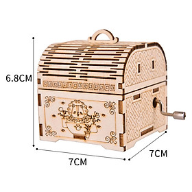 Music Box Hand Crank 3D Laser Cut Wood Treasure Box Educational Toy