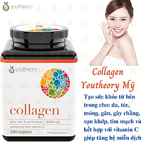 Collagen Youtheory Mỹ chứa collagen, vitamin c, biotin…tạo sức khỏe và sắc đẹp từ bên trong cho da, tóc, móng, sụn, gân, dây chằng, khớp - OZ Slim Store