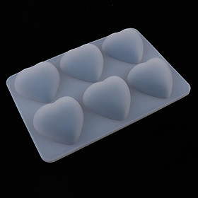 6 Cavity Love Heart Silicone Soap Mold Chocolate DIY Cake Baking Mold