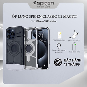 Ốp lưng cho iPhone 15 Pro Max Spigen Classic C1 Magfit - Hàng chính hãng