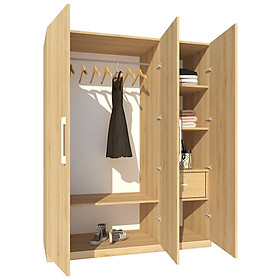 Mua Tủ quần áo gỗ MDF Tundo 3 cánh 2 ngăn kéo màu vàng sồi 160 x 55 x 200cm