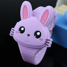 Đồng Hồ Bé Gái Hoạt Họa Thỏ Rabbit Dây Silicon Mềm Mại