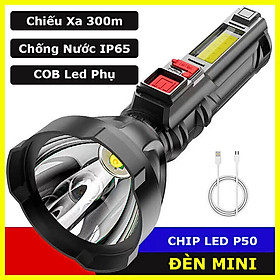 Mua Đèn pin cầm tay mini siêu sáng chiếu xa 300m  chống nước IP65  pin trâu kèm cap sạc micro USB