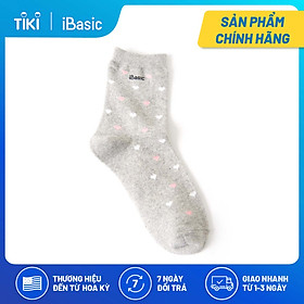 Đôi vớ nữ cổ trung thời trang hoạ tiết trái tim iBasic SOW002