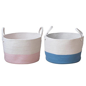 2x Foldable Cotton Woven Clothes Storage Basket Kid Toys Clothes Basket