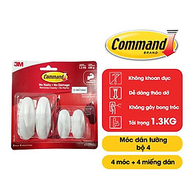 Bộ 4 Móc dán tường Command 3M hịu lực tối đa 1.3kg - Dễ sử dụng, độ bền cao, bám cực chắc, tháo cực dễ 17081 - VP - 1 Vỉ 4 cái