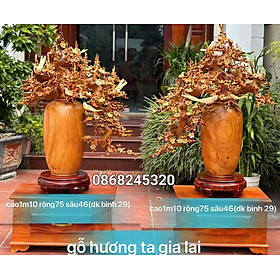Mua 1  Bình hoa mai lan phong thủy trang trí phòng khách bằng gỗ hương