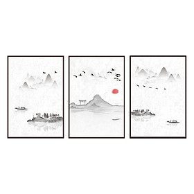 Hình ảnh Bộ 3 Tấm Tranh Nội Thất Phong Cảnh Nghệ Thuật (40 x 60 cm)