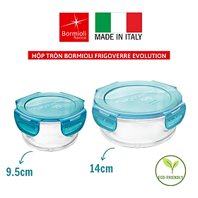 Hộp tròn đựng thực phẩm đa năng nắp kín Bormioli Frigoverre Evolution - Sản xuất tại Ý - Hàng chính hãng (ảnh thật)
