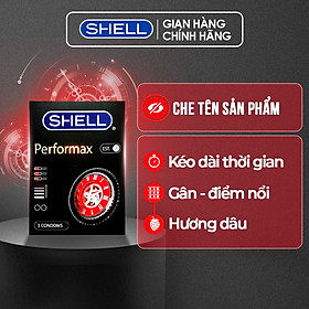 Bao cao su shell performax 6 in 1 kéo dài thời gian - hộp 3 cái | shell chính hãng
