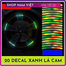 Bộ 20 Decal Phản Quang Dán Vành Xe Đạp Xe Oto