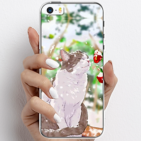 Ốp lưng cho iPhone 5, iPhone SE 2016 nhựa TPU mẫu Mèo trắng