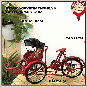 Mua Mô hình xích lô quà tặng trang trí xe xích lô mô hình sắt mỹ nghệ Việt Nam - Cỡ lớn dài 25cm - Sơn màu