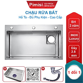 Mua Chậu Rửa Bát Inox 1 Hố To Pimisi PB-7846 Luxury Làm Từ Thép Không Gỉ Inox Cao Cấp Kiểu Ngăn Lớn 1 Hộc  Kèm 1 Khay Bồn Rửa Chén Nhỏ Đơn Phụ Gác Chậu -  Tháo Rời Với Đầy Đủ Phụ Kiện Xi Phông  Gắn Được Cả Bán Âm - Dương Bàn Đá Bếp | Hàng Chính Hãng