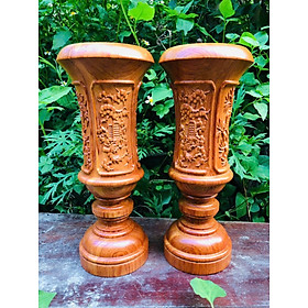 Mua Cặp ống cắm nhan cắm hương bằng gỗ hương đá khắc tứ quý kt cao 30×11×9cm