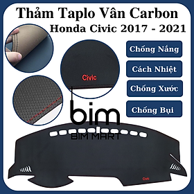 Thảm Da Taplo Dành Cho Xe Honda Civic 2017 - 2021 Vân Carbon Cao Cấp