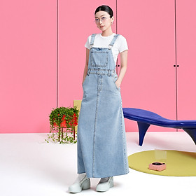 DOTTIE - Yếm midi vải denim - Xanh dương nhạt - D0529