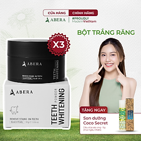 [COMBO 3] Bột Trắng Răng Abera Ngọc Trai Đen - Làm Trắng Răng, Xóa Mọi Vết Ố Vàng, Cao Răng Lâu Năm