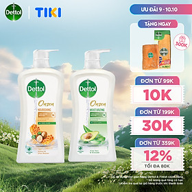 Combo 2 Chai Sữa Tắm Dettol Onzen Mật Ong Kháng Khuẩn Dưỡng Thể (950g) và Dưỡng Ẩm Lô Hội & Bơ (900g)