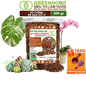 Vỏ Thông Greenhome, Newzita, Bao 500gr, Đã Qua Xử Lý, Trồng Lan, Kiểng Lá, Sen Đá, Rãi Bề Mặt Chậu Cây - VỎ THÔNG 500GR 3CM