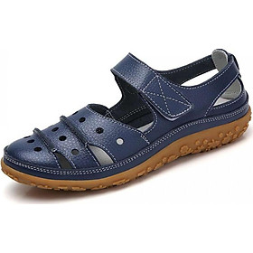 Women's Flat Hollow Casual Shoes Pu Leather Non-slip Velcro Hole Shoes