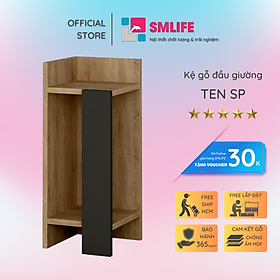 Mua Tủ gỗ đầu giường hiện đại SMLIFE Nassau – Cạnh phải  | Gỗ MDF dày 17mm chống ẩm | D25xR27.7xC60cm - Màu Sồi - Đen