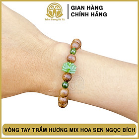 Vòng tay hoa sen đá ngọc bích phong thủy trầm hương HÀ XÁ vòng đeo tay cặp đôi nam nữ may mắn tài lộc