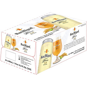 Thùng 24 lon Bia San Miguel Cerveza Blanca Lon 490 ml