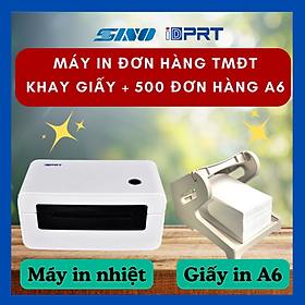 Combo Máy in vận đơn iDPRT SP410 + Khay +500 tờ giấy nhiệt, hàng nhập khẩu bảo hành 12 tháng