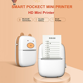 Máy in mini bỏ túi thông minh HD Kết nối BT di động Máy in không dây bỏ túi Hình thức dễ thương Hình in ảnh Nhãn ghi chú