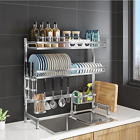 Kệ chén bát thông minh chất liệu inox cao cấp không han gỉ 1 tầng tiết kiệm không gian gia đình - Hàng loại 1 - Kệ 2 tầng 95cm