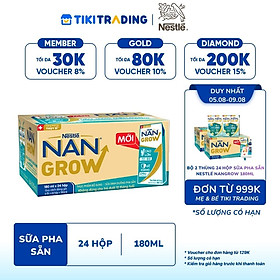[05-09.08 QT đơn từ 999k] Thùng sữa bột pha sẵn Nestlé NANGROW 6(4x180ml) sữa mát công thức từ Thụy Sĩ với 100% Canxi giúp bé cao lớn vượt trội dành cho bé từ 1 tuổi