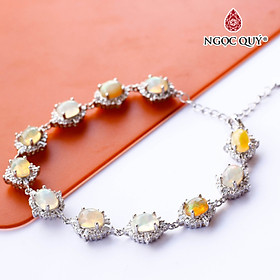 Vòng lắc bạc đính đá opal thiên nhiên - Ngọc Quý Gemstones