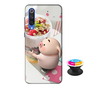 Ốp lưng nhựa dẻo dành cho Xiaomi Mi 9 SE in hình Heo Con Trà Sữa - Tặng Popsocket in logo iCase - Hàng Chính Hãng