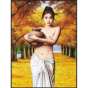 Tranh đính đá Cô Gái Ôm Lu ( chưa đính) - AL88613 - 58x75cm