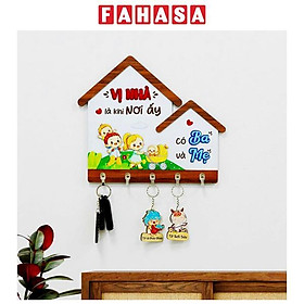 Bảng Gỗ Treo Chìa Khóa Dán Tường - Vị Nhà Là Khi Nơi Ấy Có Ba Có Mẹ - Bách Mộc