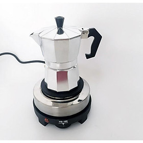 COMBO BÌNH PHA CAFE ĐIỆN KIỂU Ý 150 ml 3 tách kèm bếp điện tiện dụng