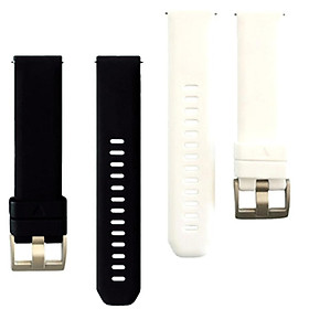 2pcs Women Men Soft Silicone Rubber Watch Bands Repalcement Quick Release Strap 20mm, Black+White