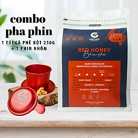 Combo cà phê pha phin - 1 túi gaia café red honey bản sắc 250g và 1 phin nhôm