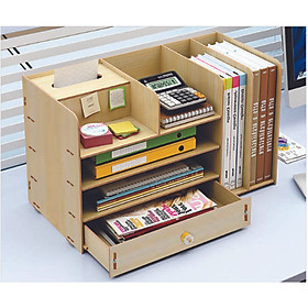 Mua Kệ sách để bàn mini giá để tài liệu văn phòng phẩm B06 có ngăn để khăn giấy - Tặng Kèm 1 Giá điện thoại
