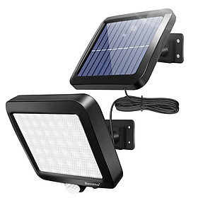 Đèn mặt trời cho bên ngoài, 56 đèn LED Đèn năng lượng mặt trời 120 ° Đèn tường mặt trời siêu sáng với máy dò chuyển động, đèn tường an toàn vườn không thấm nước IP65 với cáp 5M