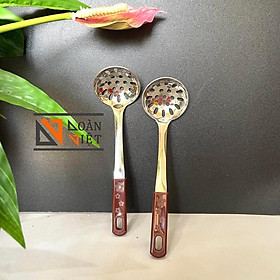 Mua (Cán nâu) Muỗng Vá múc thạch  trân châu - Inox dày không rỉ   cán nhựa màu nâu (size mini 5.5cm)