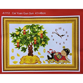 Mua Tranh thêu chữ thập đồng hồ Thần Tài A1112-41x48cm