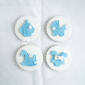 Set Mô Hình 4pcs Bánh Quy Bằng Đất Sét Trang Trí Tiệc Sinh Nhật