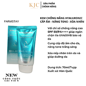 Kem Chống Nắng Cấp Ẩm và Bật Tone Da  - Farmstay Hyaluronic UV Shield Sun Block Cream SPF50+PA+++