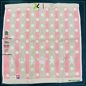 Khăn tắm bé họa tiết chấm bi Orunet OG1005 Nhật Bản - Chất liệu cotton (34x35cm)